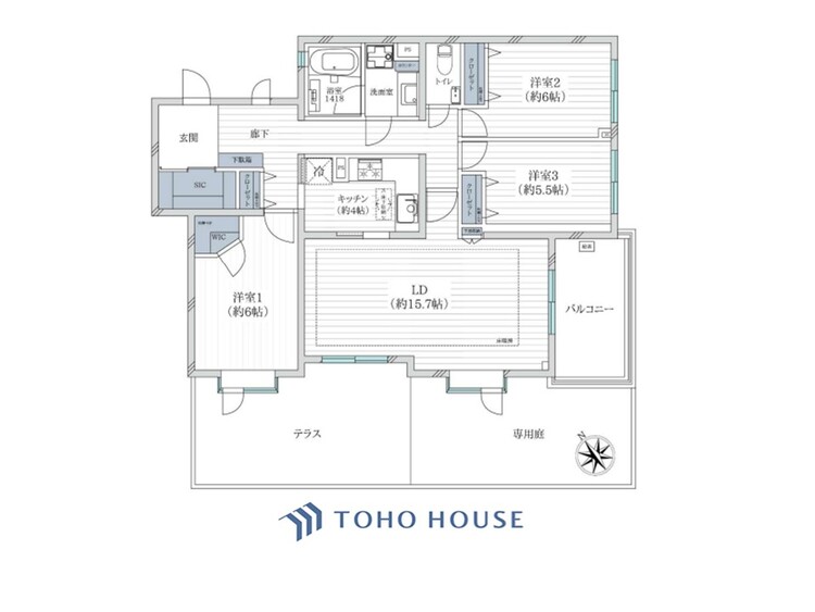 間取り 暮らし続けることで、住まいの意味を問いかける。団欒を育むスペースは通風・日当たり良好で、窓を開けるとすこやかな風が吹き抜けます。