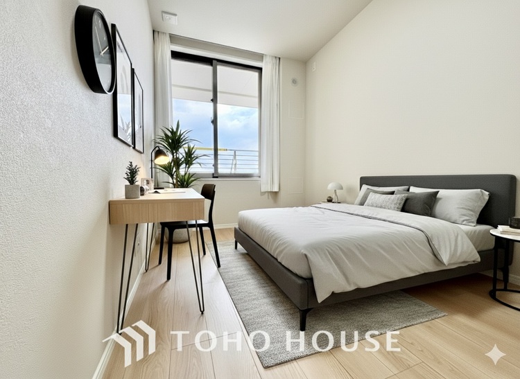 内装 ＊配置してある家具や小物はCGによるイメージ画像です。寝室は一日の疲れを癒す大切な空間。快適で落ち着けるおすすめの間取りです。