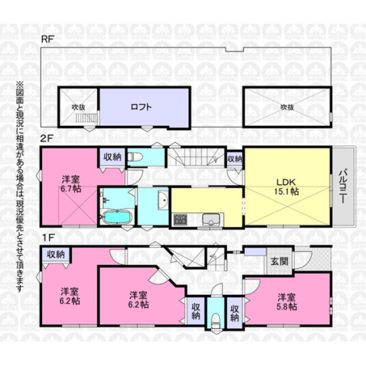 間取り ロフト＋吹き抜けありの4LDK