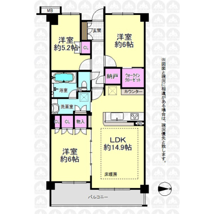 間取り 空室ですのでお気軽にご内覧出来ます！