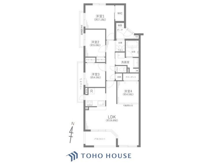 間取り 【house the light is illuminat】採光と風　家事導線も比較的良好で、風通しの良さで過ごしやすい麗(うら)らかな気分にさせてくれるリビング