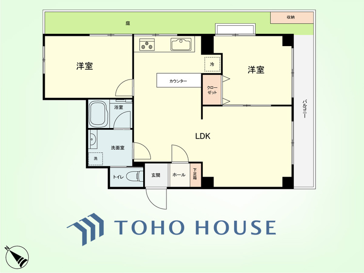 間取り 2LDK　専有面積51.11平米