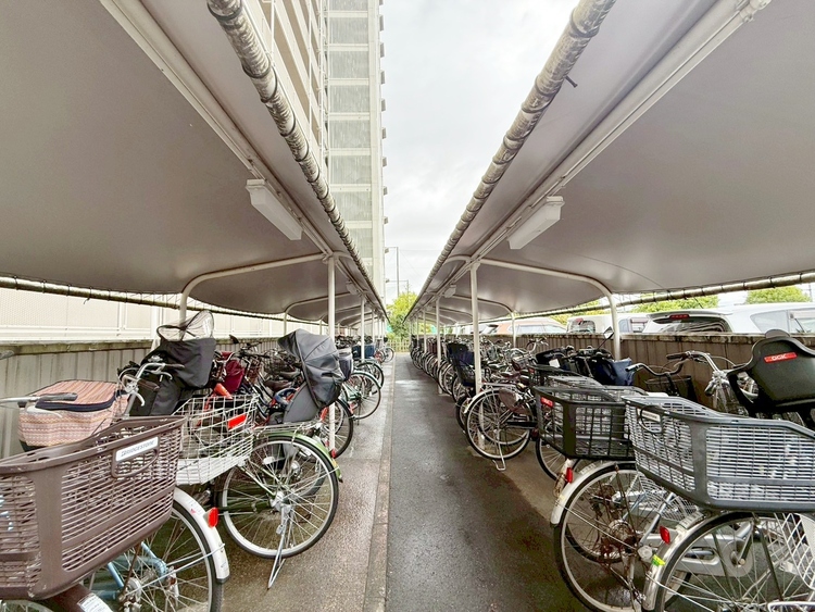 設備 整理整頓された駐輪場で、管理体制の良好さがうかがえます。