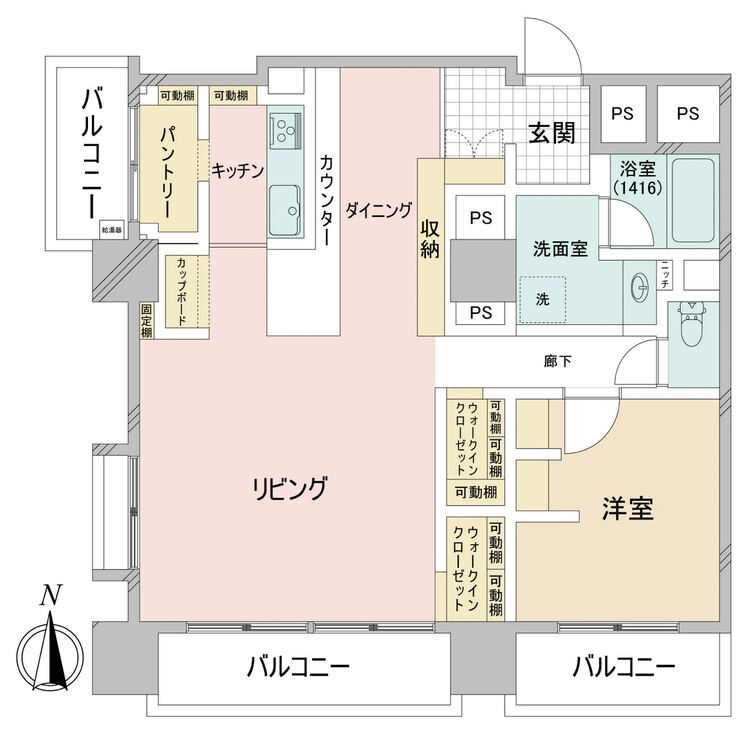 その他 1LDK、専有面積74.53m2、バルコニー面積11.38m2