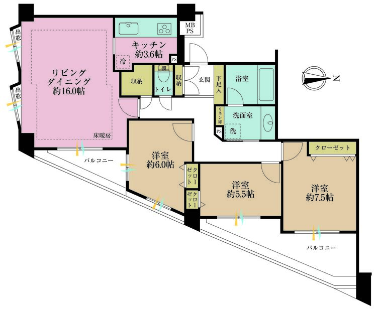 その他 3LDK、専有面積89.24m2、バルコニー面積13.11m2