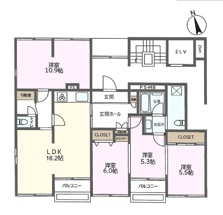 その他 4LDK、専有面積115.26m2、バルコニー面積3m2