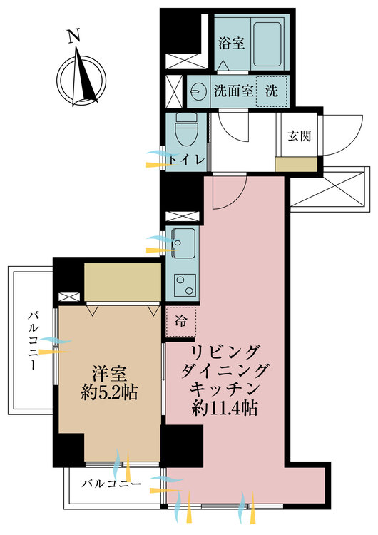 その他 1LDK、専有面積41.8m2、バルコニー面積4.32m2