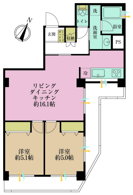 その他 2LDK、専有面積59.89m2、バルコニー面積12.4m2