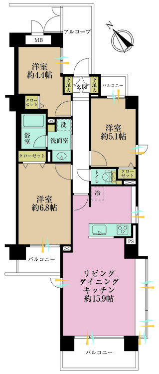 その他 3LDK、専有面積69.65m2、バルコニー面積11.01m2