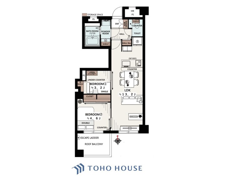 間取り 暮らし続けることで、住まいの意味を問いかける。団欒を育むスペースは通風・日当たり良好で、窓を開けるとすこやかな風が吹き抜けます。