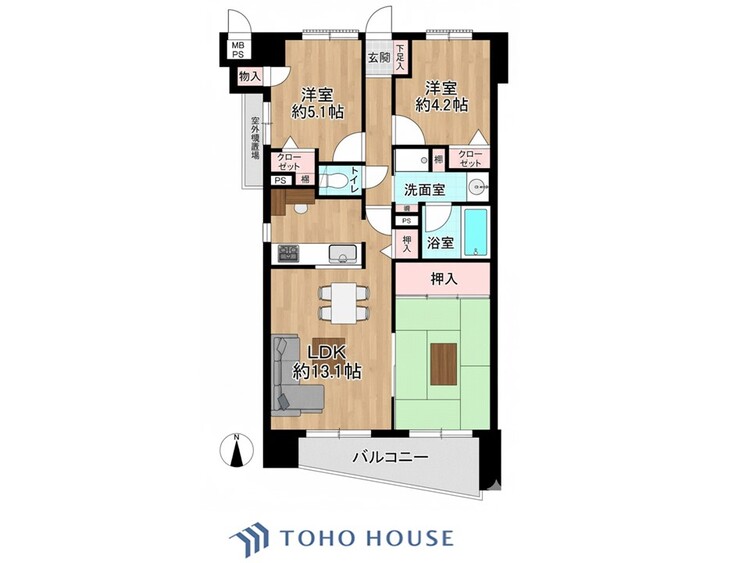 間取り 【house the light is illuminat】採光と風　家事導線も比較的良好で、風通しの良さで過ごしやすい麗(うら)らかな気分にさせてくれるリビング
