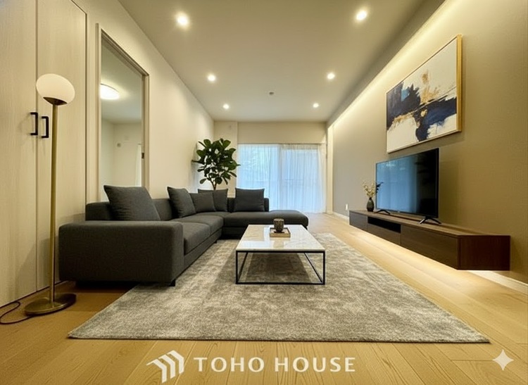 内装 【LIVING】◆煌びやか◆愛おしい家族との団欒の時間をより一層幸せなものに感じさせる煌びやかなLDK。輝かしい毎日が待っています。＊配置してある家具や小物はCGによるイメージ画像です。