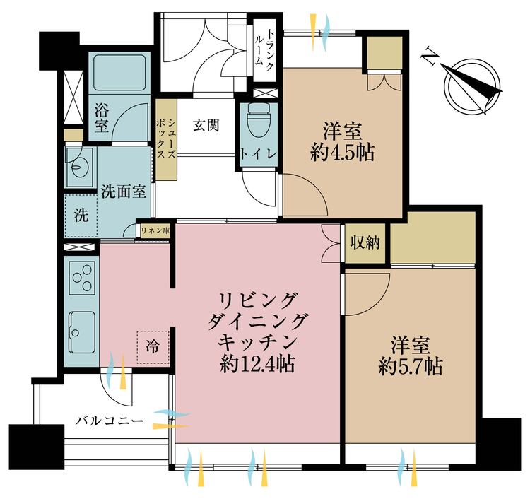 その他 2LDK、専有面積55.5m2