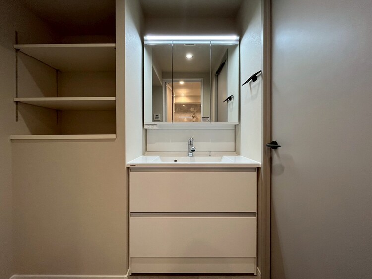 洗面 何かと物が増える場所だからこそ、スッキリと見映えの良い空間に。