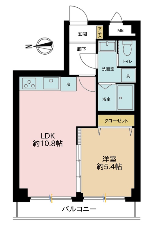 その他 1LDK、専有面積39.06m2、バルコニー面積5.4m2