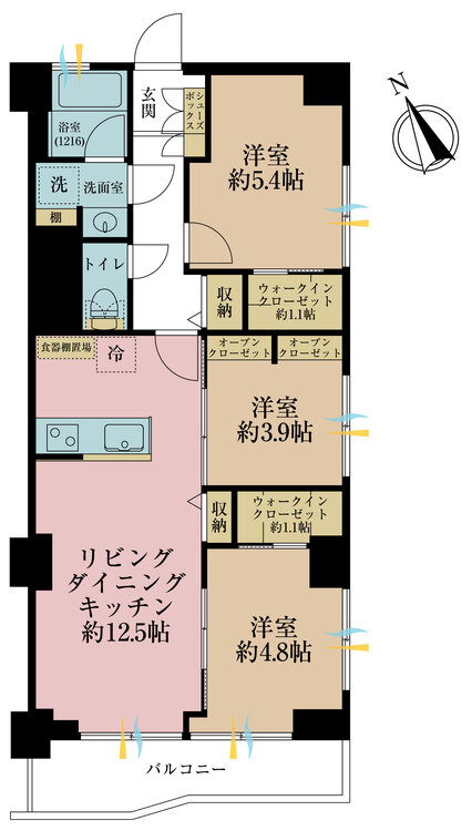 その他 3LDK、専有面積63.18m2、バルコニー面積8.5m2