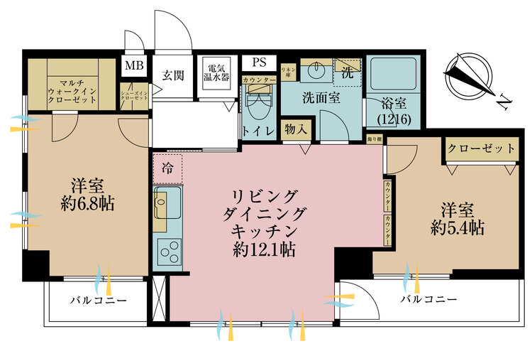 その他 2LDK、専有面積59.14?、バルコニー面積6.57? 