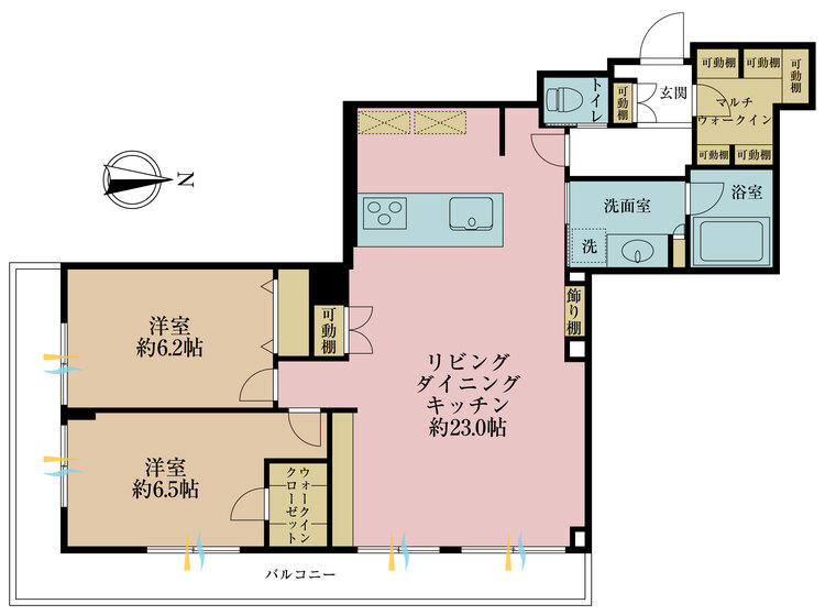 その他 2LDK、専有面積81.42m2、バルコニー面積14.32m2