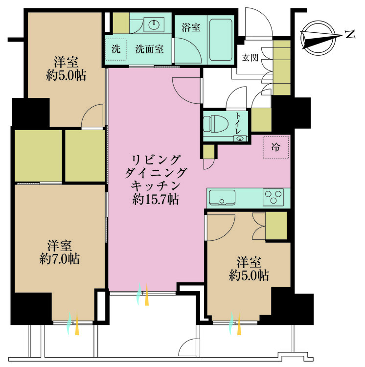 その他 3LDK、価格22555万円、専有面積72.58m2、バルコニー面積5.75m2