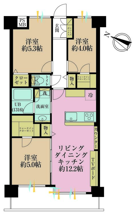 その他 3LDK、専有面積61.53m2、バルコニー面積6.78m2