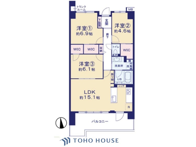 間取り 【house the light is illuminat】採光と風　家事導線も比較的良好で、風通しの良さで過ごしやすい麗(うら)らかな気分にさせてくれるリビング