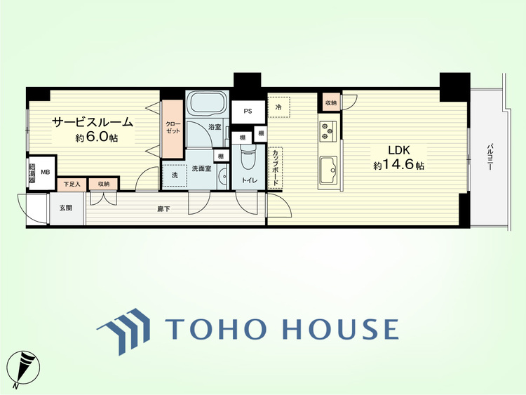 間取り SLDK　専有面積50平米、バルコニー面積4.53平米