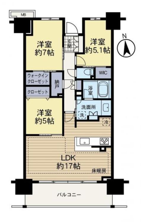 間取り 南向き住宅で、陽光と幸せな日々。心に届く暖かな床暖房付きリビング。