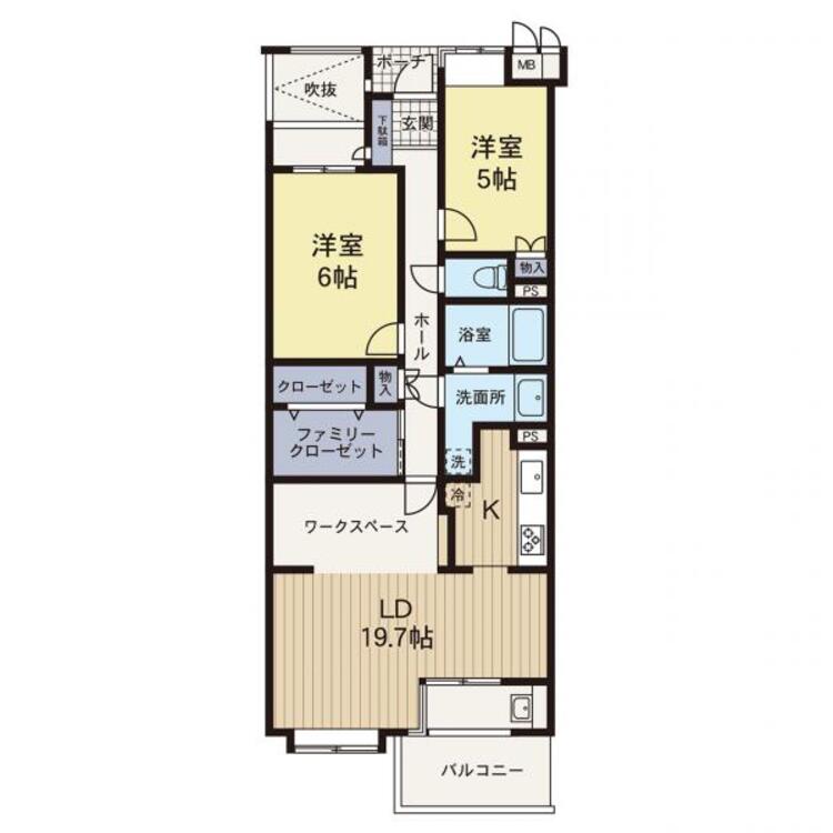 間取り 【間取り図】2LDKで、ファミリークローゼット付きのマンションです！