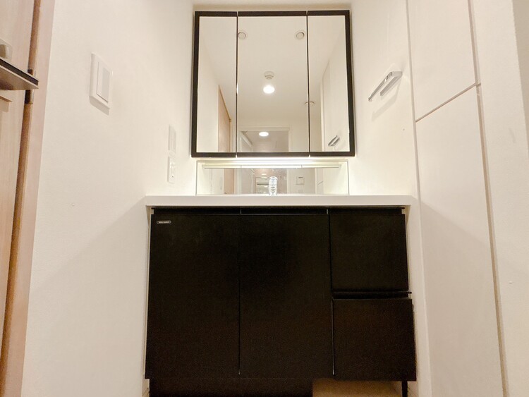 洗面 何かと物が増える場所だからこそ、スッキリと見映えの良い空間に。