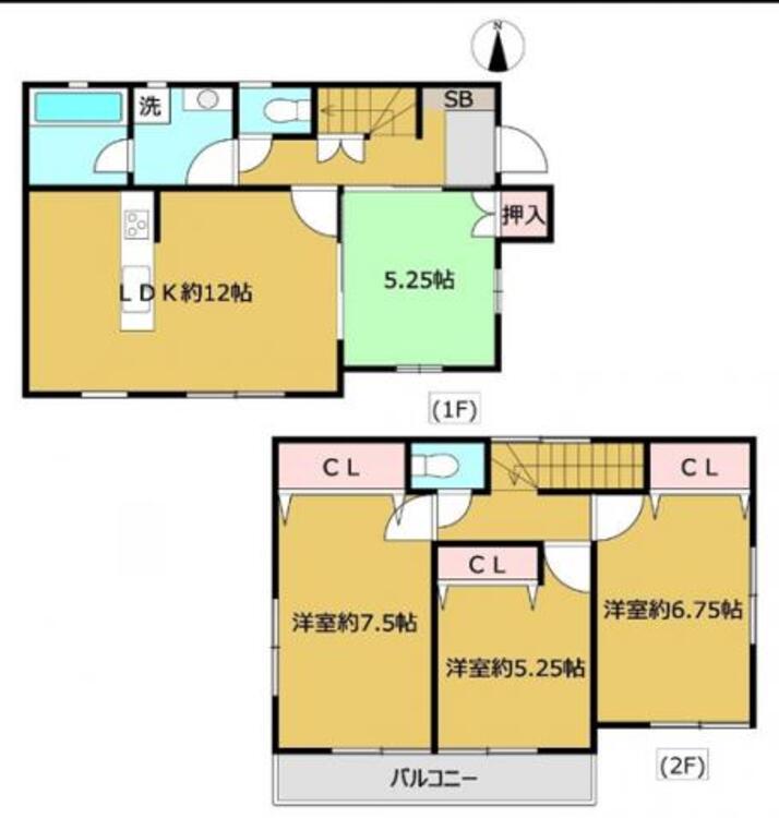 間取り 南面LDK+隣接和室、間仕切りを開放すれば計17畳のおもてなしスペースに