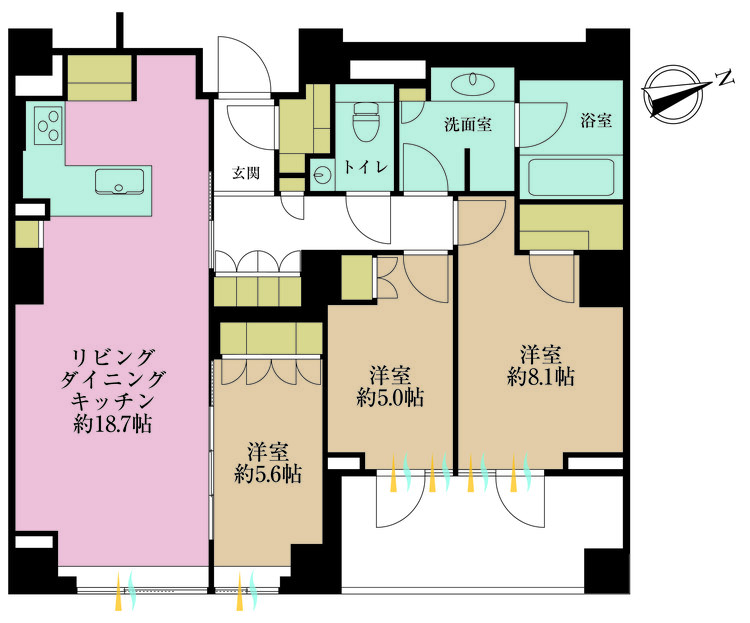 その他 3LDK、専有面積91.39m2、バルコニー面積10.2m2