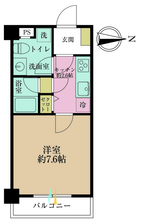 その他 1K、専有面積26.18m2、バルコニー面積3.78m2