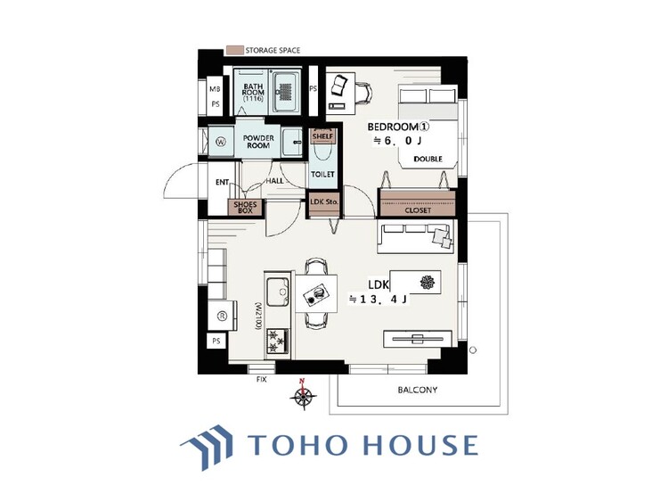 間取り 暮らし続けることで、住まいの意味を問いかける。団欒を育むスペースは通風・日当たり良好で、窓を開けるとすこやかな風が吹き抜けます。