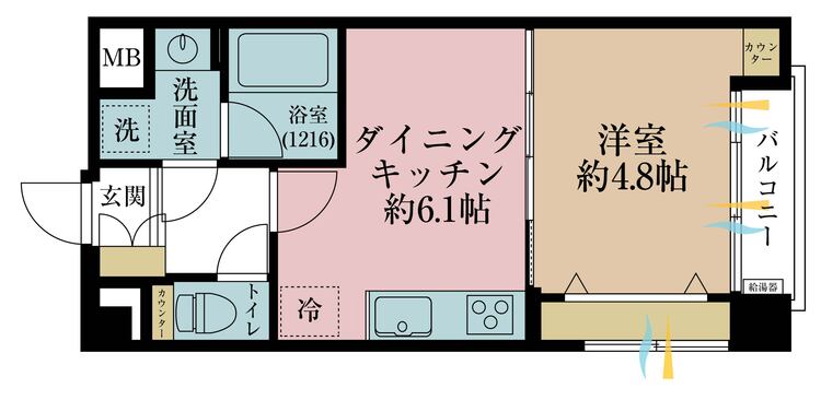 間取り 2DK、専有面積32.36m2、バルコニー面積1.99m2