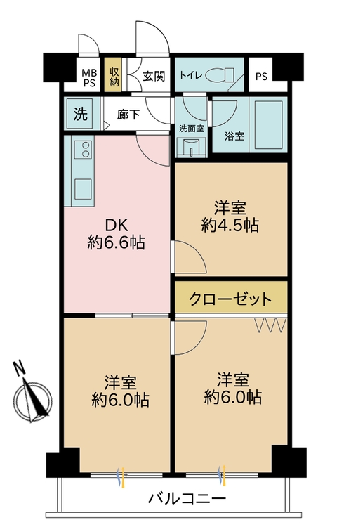 その他 3DK、専有面積49.92m2、バルコニー面積5.2m2