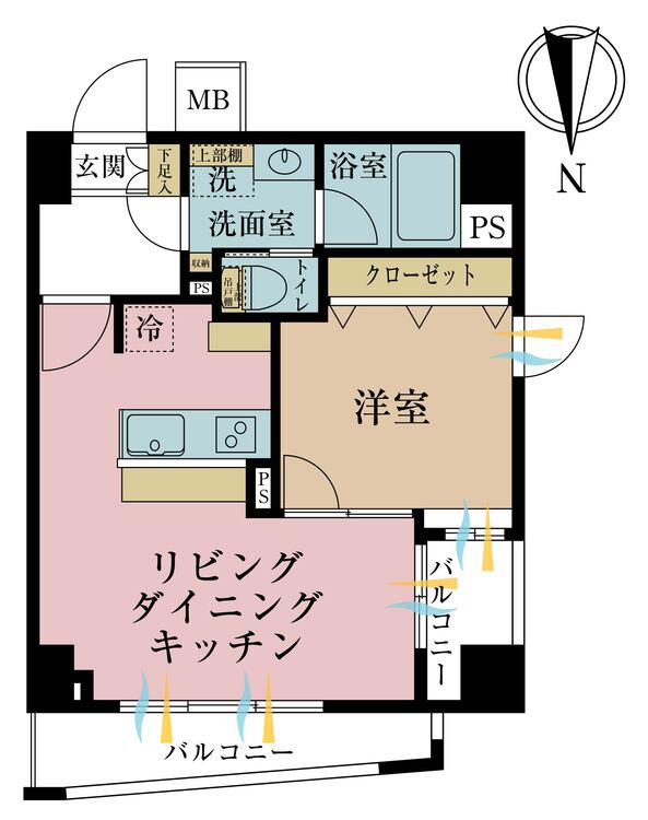 その他 1LDK、専有面積40.21m2、バルコニー面積7.61m2
