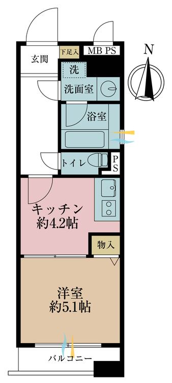 その他 1DK、専有面積27.51m2、バルコニー面積2.66m2