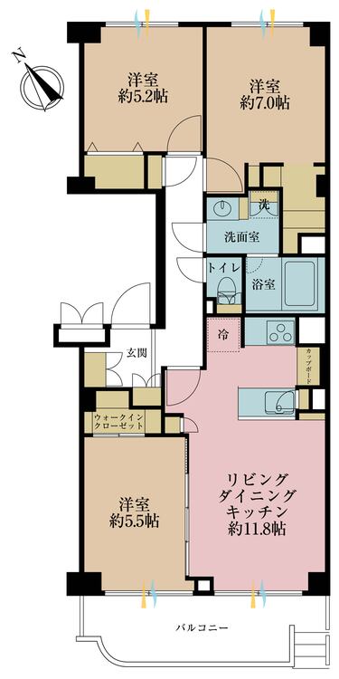 その他 3LDK、専有面積67.29m2、バルコニー面積8.08m2