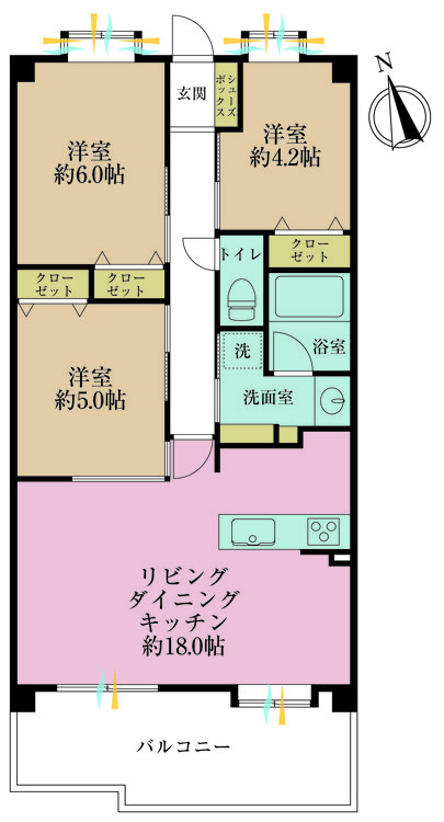 その他 3LDK、専有面積67.52m2、バルコニー面積10.97m2