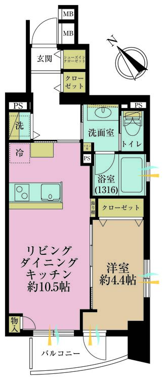 その他 1LDK、専有面積39.59m2、バルコニー面積3.64m2