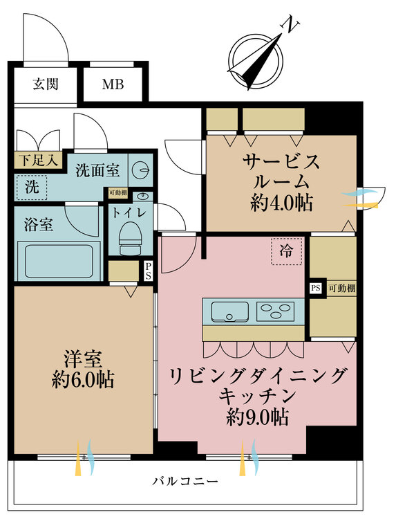 その他 2LDK、専有面積51.32m2、バルコニー面積7.04m2
