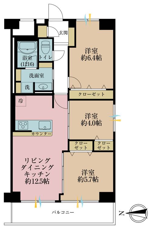 その他 3LDK、専有面積66m2、バルコニー面積8.12m2