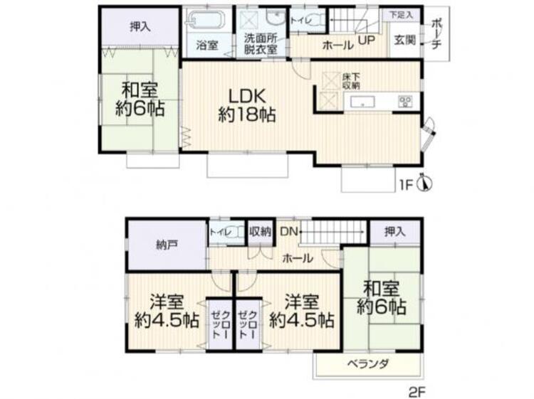 間取り 1F和室→LDK、2F和室→洋室へリフォーム済み。間取り修正中です。