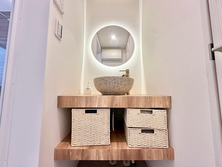 洗面 何かと物が増える場所だからこそ、スッキリと見映えの良い空間に。