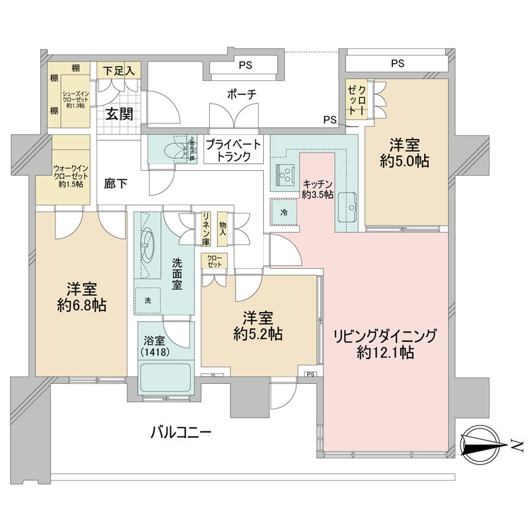 その他 3LDK、専有面積80.92m2、バルコニー面積12.96m2