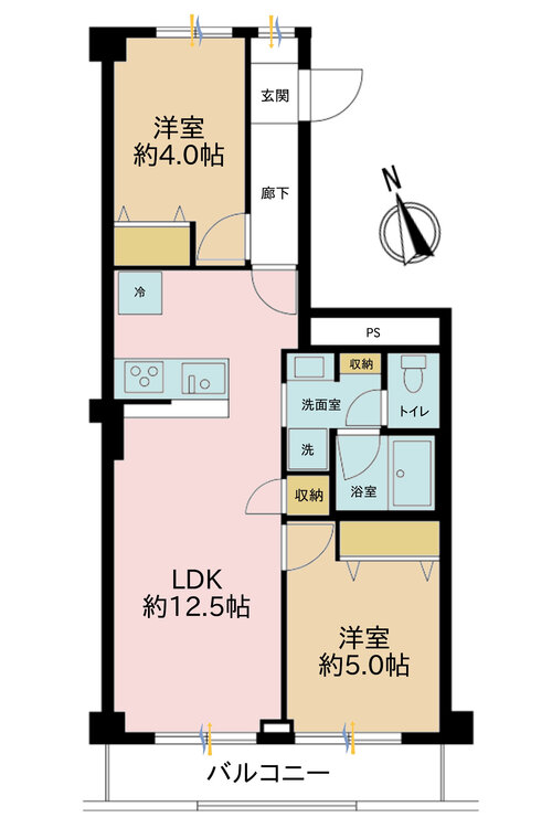 その他 2LDK、専有面積50.61m2、バルコニー面積5.4m2