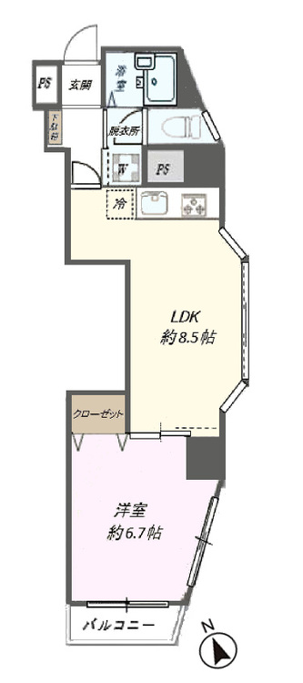 その他 1LDK、専有面積38.93m2、バルコニー面積3.5m2