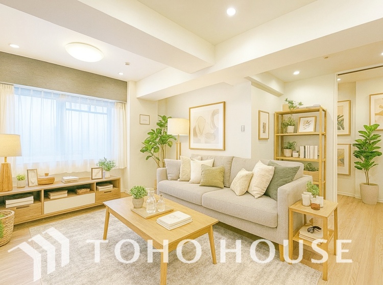 内装 ＊配置してある家具や小物はCGによるイメージ画像です。叶えたかったのは落ち着きのあるナチュラルな風合い、そして開放感があるリビング。