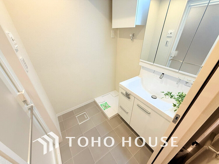 洗面 清潔感のある脱衣場