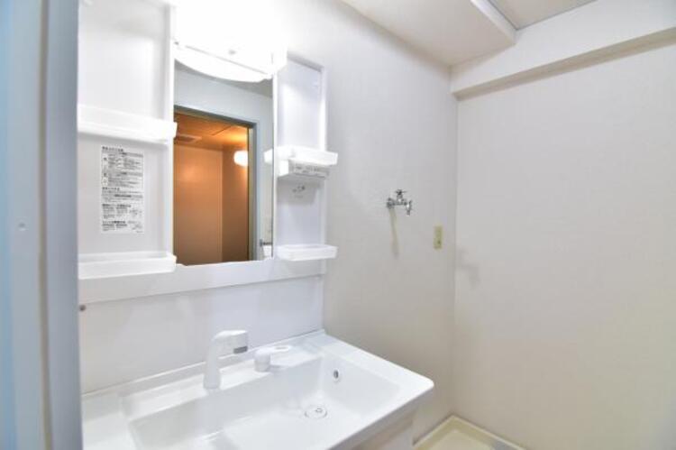 設備 朝の洗髪に便利なハンドシャワーを洗面化粧台に設置。伸び縮みするため化粧台を隅々まで洗え、いつでも清潔なパウダールームを保てます。